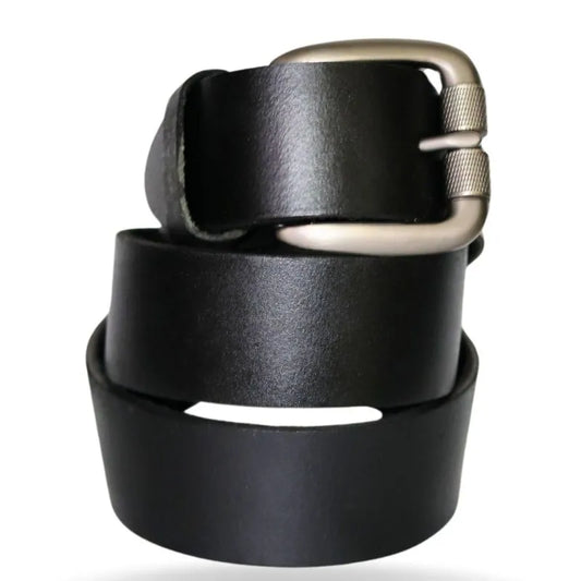 Black Formal Leather Belt for Men – Slim and Narrow